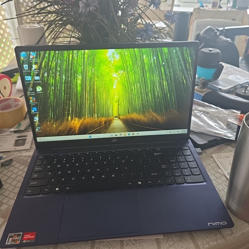 Blue Laptop with High-Quality Display and Slim Design